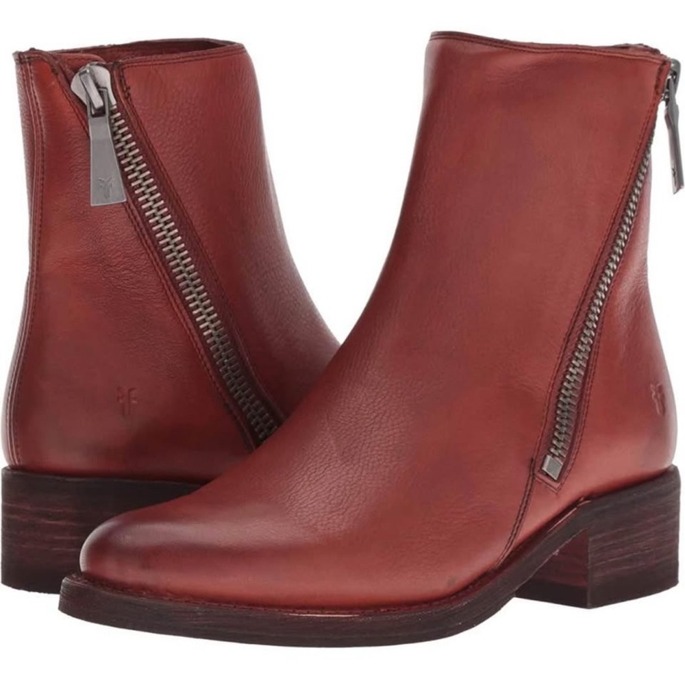 Frye Women's Burgundy Leather Ankle Booties